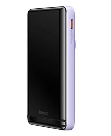 Портативный аккумулятор BASEUS Magnetic Bracket Wireless Charging 20W, 3A, 10000 мАч, фиолетовый, с беспроводной зарядк - 1