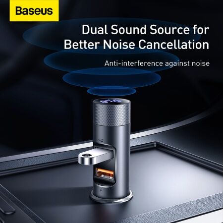 Автомобильное зарядное устройство BASEUS Energy Column Pro Car Wireless MP3 Charger, 2USBUSB-C, 5A - 2