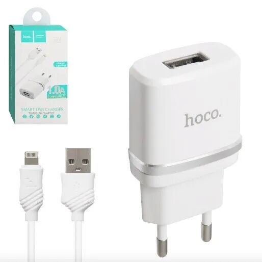 СЗУ HOCO C11 Smart 1xUSB, 1А  USB кабель MicroUSB, 1м (белый) - 2