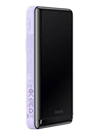 Портативный аккумулятор BASEUS Magnetic Bracket Wireless Charging 20W, 3A, 10000 мАч, фиолетовый, с беспроводной зарядк - 5