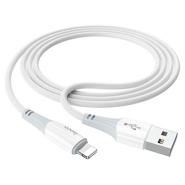 USB-C кабель HOCO X70 Ferry Lightning 8-pin, 3А, PD20W, 1м, нейлон (белый) - 1