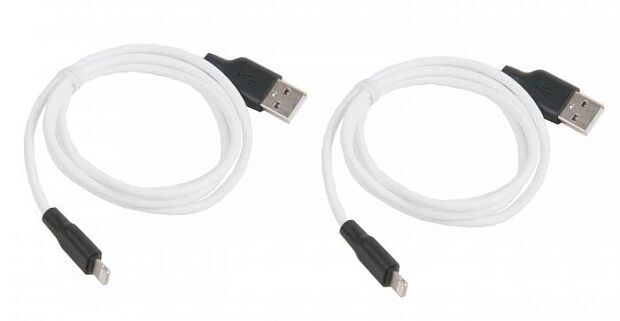 USB кабель HOCO X21 Silicone Lightning 8-pin, 1м, силикон (белый/черный) - 4