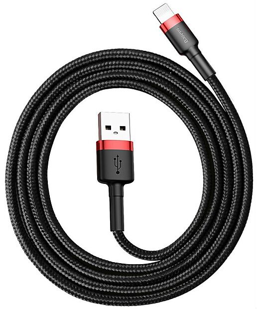 Кабель USB BASEUS Cafule, USB - Lightning, 2.4А, 1 м, красныйчерный - 1
