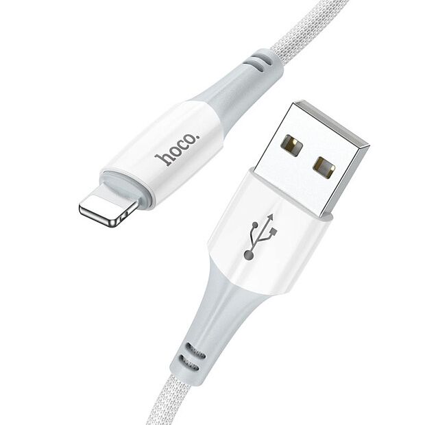 USB-C кабель HOCO X70 Ferry Lightning 8-pin, 3А, PD20W, 1м, нейлон (белый) - 4
