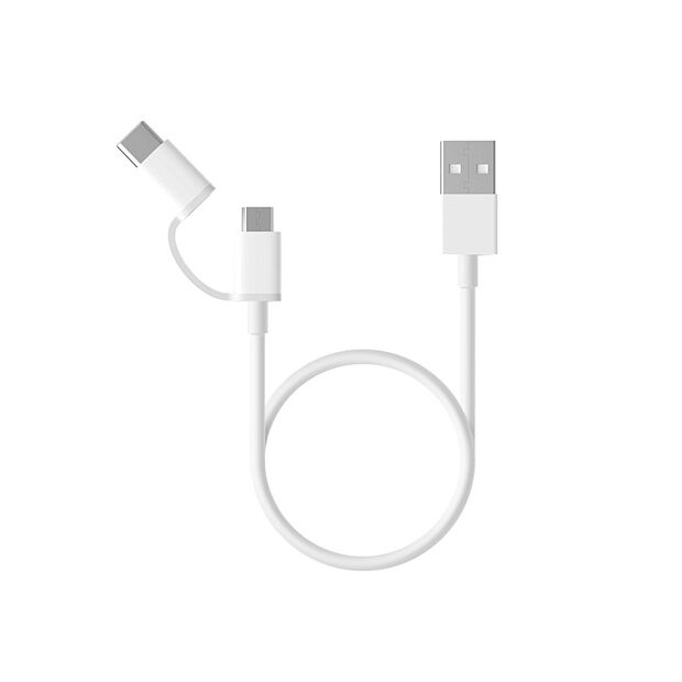 Кабель Xiaomi Mi 2-in-1 USB Cable Micro USB to Type C (100cm) (White) - 1