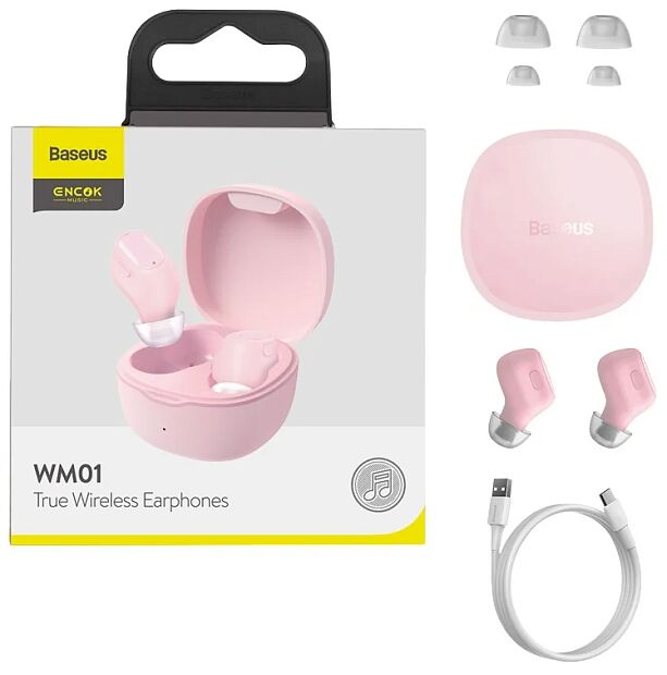 Беспроводные наушники BASEUS Encok True WM01, Bluetooth, розовый - 6