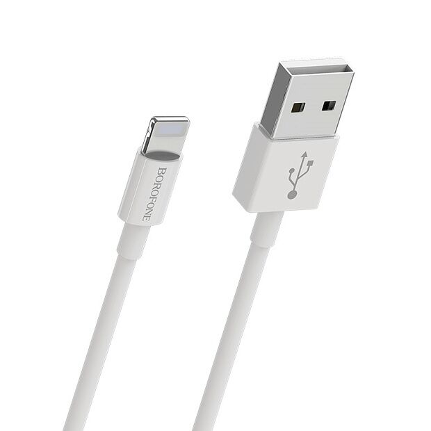 USB кабель BOROFONE BX22 Bloom Lightning 8-pin, 1м, 2.4A, PVC (белый) - 1