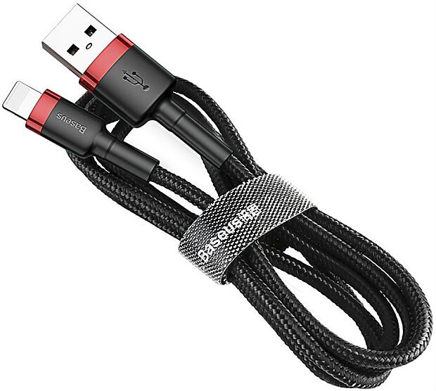 Кабель USB BASEUS Cafule, USB - Lightning, 2.4А, 1 м, красныйчерный - 4