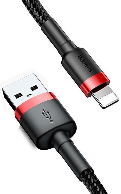 Кабель USB BASEUS Cafule, USB - Lightning, 2.4А, 1 м, красныйчерный - 6