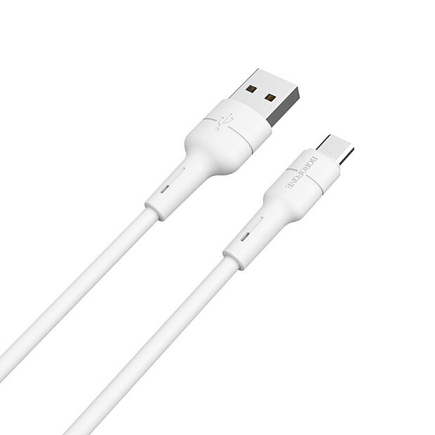 USB кабель BOROFONE BX30 Silicone MicroUSB, 2,4A, 1м, силикон (белый) - 1