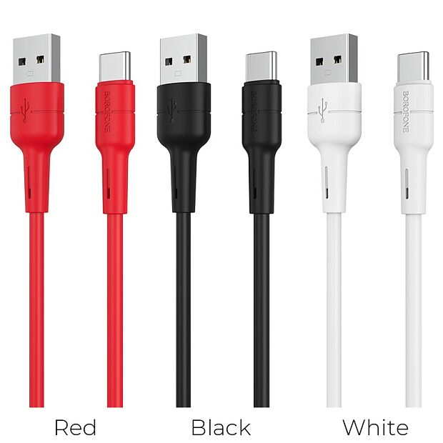 USB кабель BOROFONE BX30 Silicone Type-C, 2,4A, 1м, силикон (черный) - 3