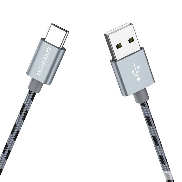 USB кабель BOROFONE BX24 Ring Current Type-C, 1м, 3A, нейлон (серый) - 5