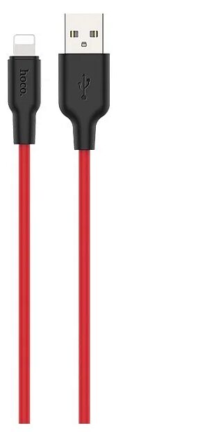USB кабель HOCO X21 Plus Silicone Lightning 8-pin, 2.4А, 1м, силикон (красный/черный) - 5