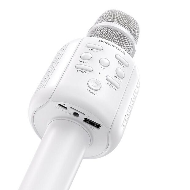 Bluetooth караоке микрофон BOROFONE BF1 Rhyme  BT 5.0, USB/MicroSD (белый) - 1