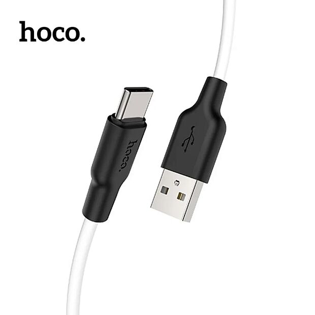USB кабель HOCO X21 Silicone Type-C, 3А, 1м, силикон (белый/черный) - 1