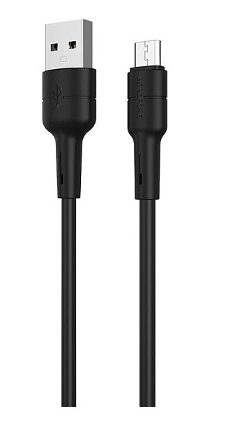 USB кабель BOROFONE BX30 Silicone MicroUSB, 2,4A, 1м, силикон (черный) - 3