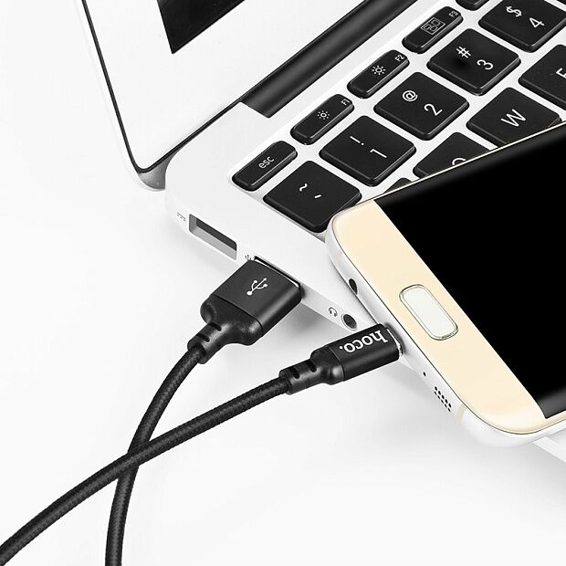 USB кабель HOCO X14 Times Speed MicroUSB, 2м, нейлон (черный) - 2