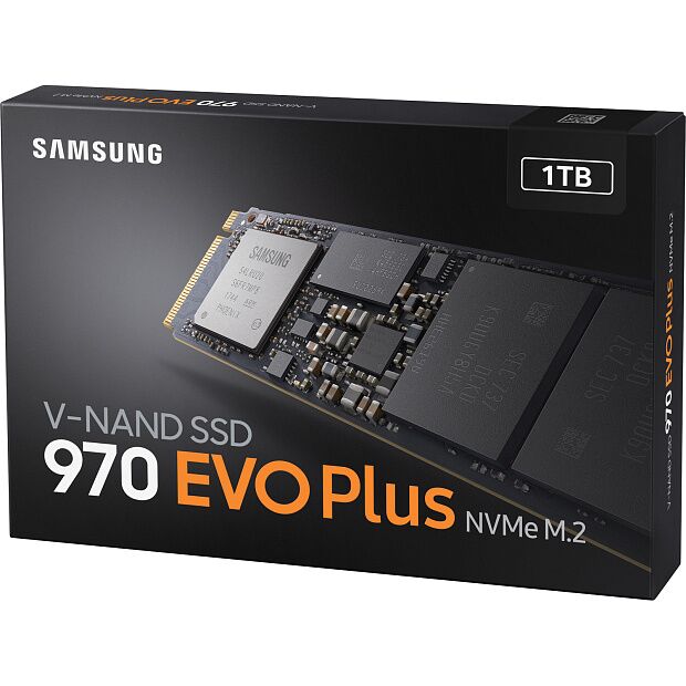 Твердотельные накопители Samsung SSD 970 EVO Plus, 1000GB, M.2(22x80mm), NVMe 1.3, PCIe 3.0 x4, 3-bit MLC, R/W 3500/3300MB/s, IOPs 600 000/550 000, D - 1