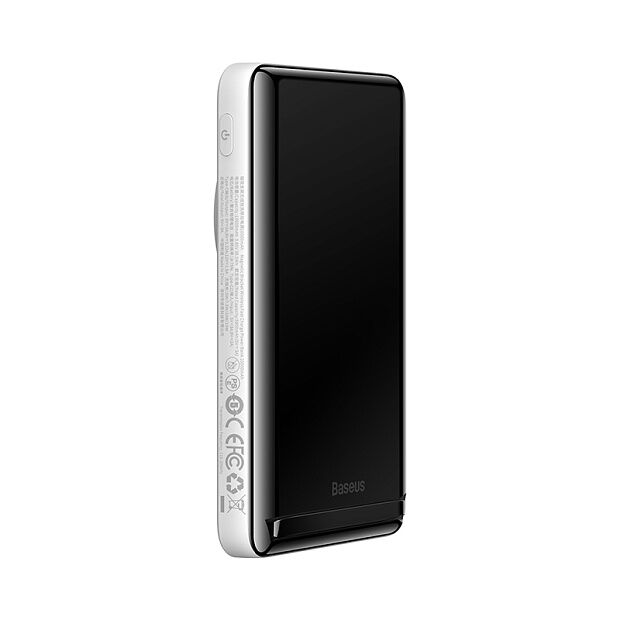 Портативный аккумулятор BASEUS Magnetic Bracket Wireless Charging 20W Overseas Edition, 3A, 10000 мАч, белый, с беспров - 5