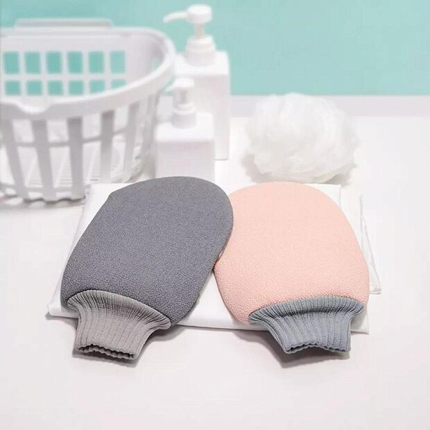 Рукавица для мытья тела Mijia Youpin Qualitell, pink/gray - 5