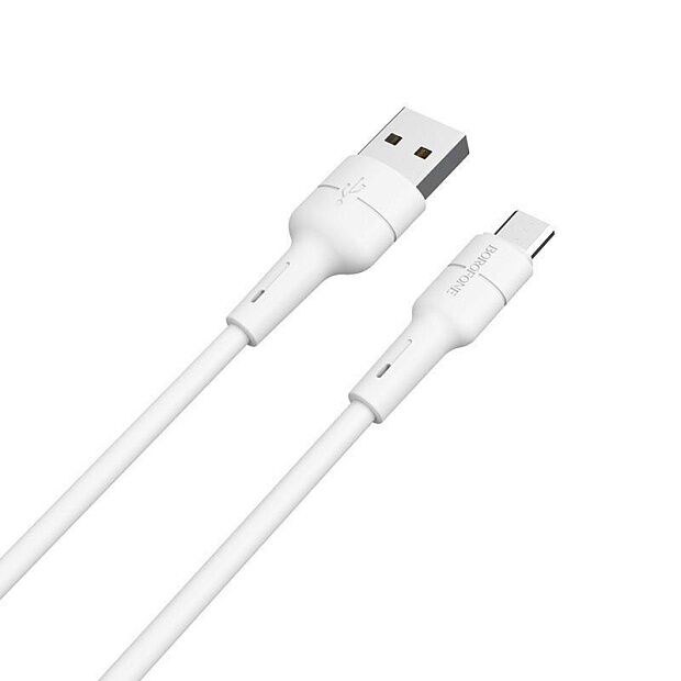 USB кабель BOROFONE BX30 Silicone MicroUSB, 2,4A, 1м, силикон (белый) - 3