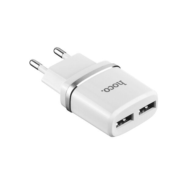 СЗУ HOCO C12 Smart 2xUSB, 2.4А  USB кабель MicroUSB, 1м (белый) - 3
