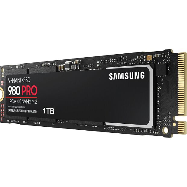 Твердотельные накопители Samsung SSD 980 PRO, 1000GB, M.2(22x80mm), NVMe 1.3c, PCIe 4.0 x4, 3-bit MLC, R/W 7000/5000MB/s, IOPs 1 000 000/1 000 000, D - 4
