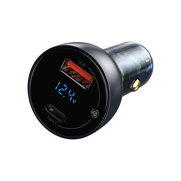 Автомобильное зарядное устройство BASEUS Particular, USBUSB-C, 5A, темно-серый, дисплей - 2