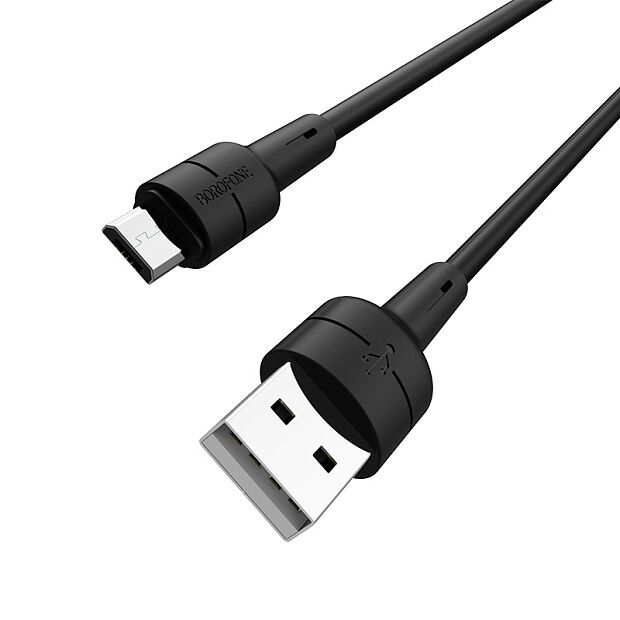 USB кабель BOROFONE BX30 Silicone MicroUSB, 2,4A, 1м, силикон (черный) - 1