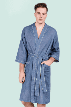 Домашний халат Amain About Juya Cotton Double-Layer Yarn Home Robe (Blue/Синий) - 2