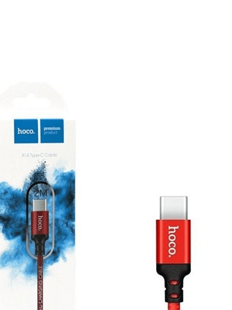 USB кабель HOCO X14 Times Speed Type-C, 1м, нейлон (черный/красный) - 4