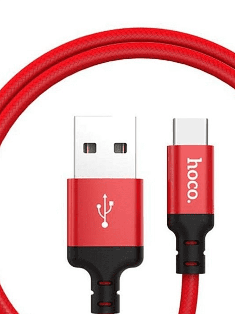 USB кабель HOCO X14 Times Speed Type-C, 1м, нейлон (черный/красный) - 1