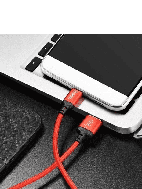 USB кабель HOCO X14 Times Speed Type-C, 1м, нейлон (черный/красный) - 5