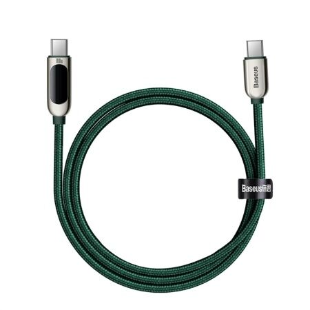 Кабель USB-C BASEUS Display Fast Charging, Type-C - Type-C, 5A, 100W, 1 м, зеленый - 7