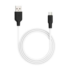 USB кабель HOCO X21 Silicone MicroUSB, 1м, силикон (белый/черный) - 3