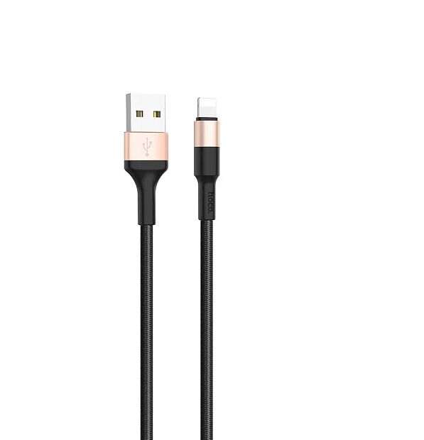 USB кабель HOCO X26 Xpress Lightning 8-pin, 1м, нейлон (черный/золотой) - 5