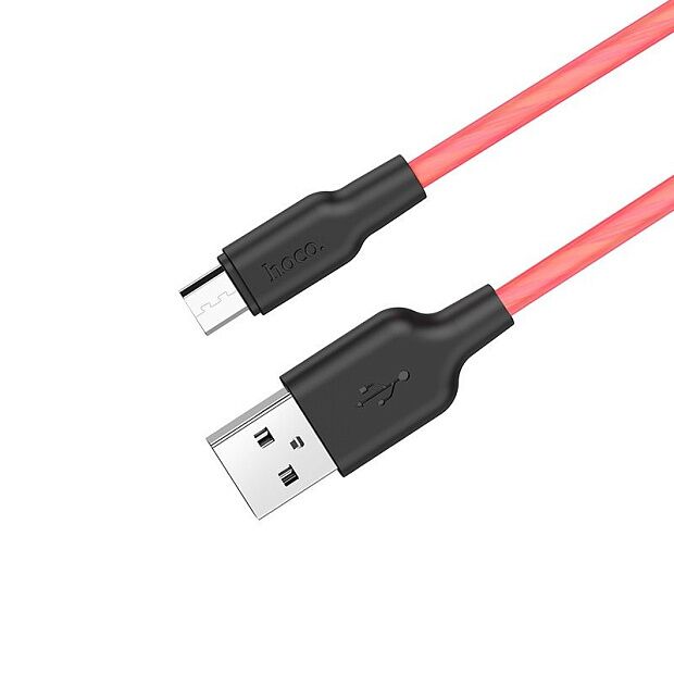 USB кабель HOCO X21 Plus Silicone MicroUSB, 2.4А, 1м, силикон (красный/черный) - 3
